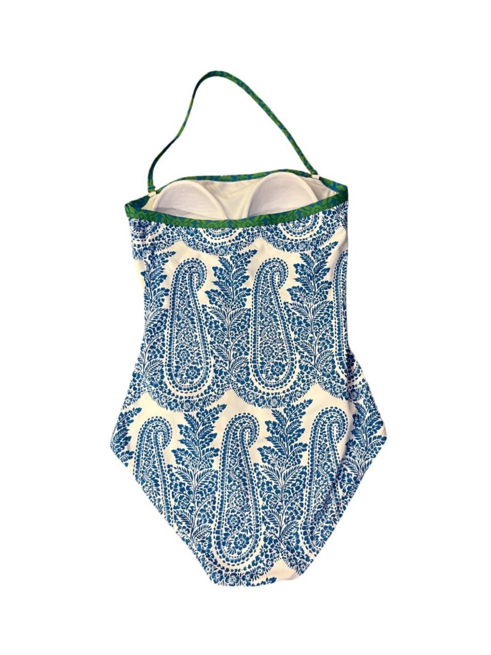 Tommy Bahama Womens 6 One Piece Swimsuit Blue White Paisley Halter Used - Picture 4 of 16